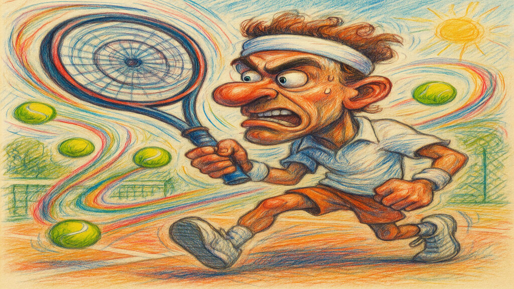 Stylized caricature illustration showing exaggerated features and playful expression