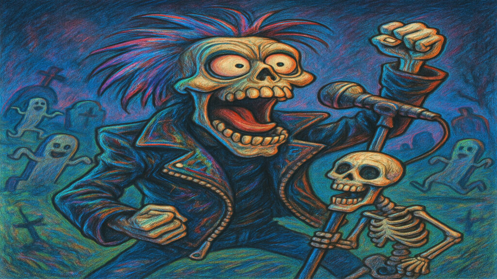 Stylized caricature illustration showing exaggerated features and playful expression