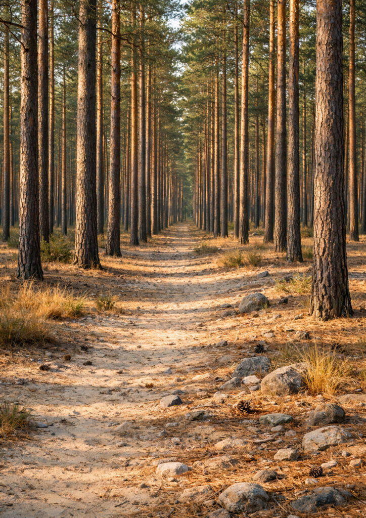 forest landscape artwork with dense trees and atmosphere