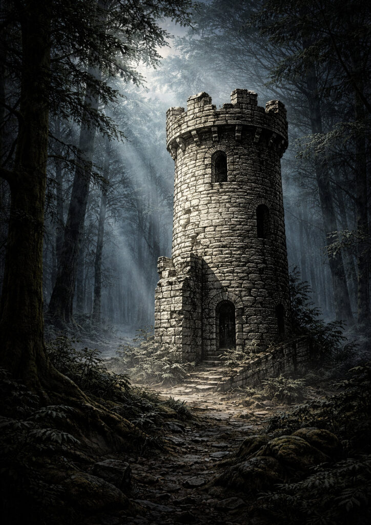 ruins landscape sketch with ancient broken structures