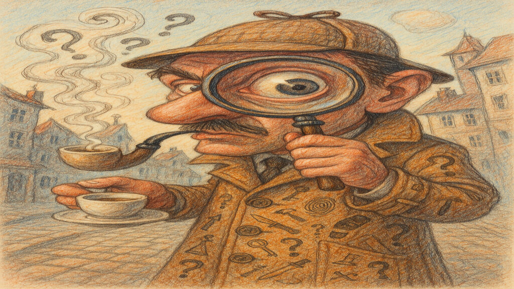 Stylized caricature illustration showing exaggerated features and playful expression