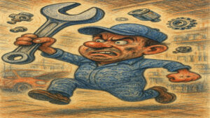 Humorous caricature illustration inspired by everyday life and human behavior