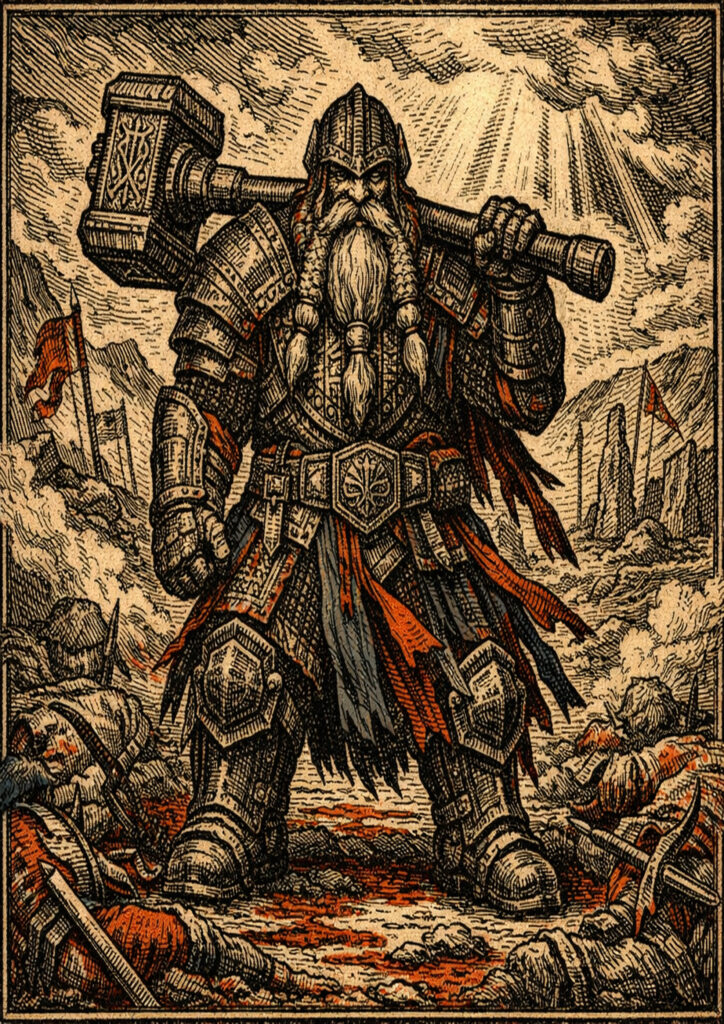 Heavily armored dwarfs warhammer inspired art