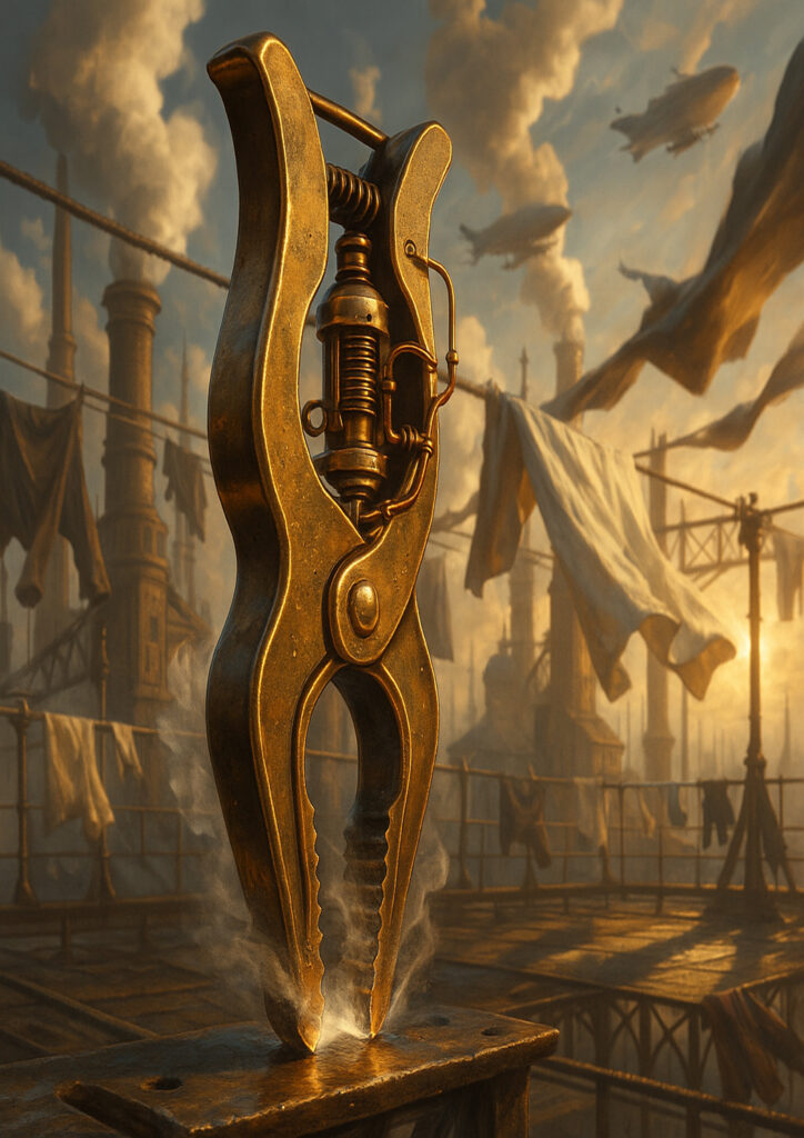 Mechanical steampunk version of an everyday item inspired by industrial-era craftsmanship.