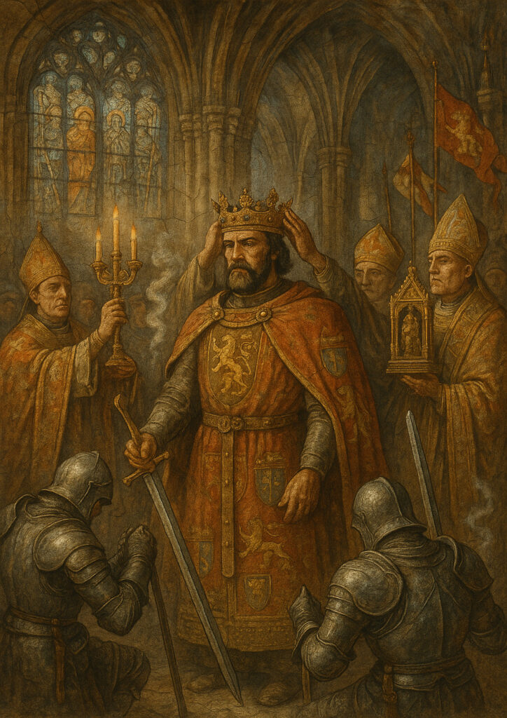 Medieval fresco inspired artwork, aged wall painting look, classic historical art style illustration