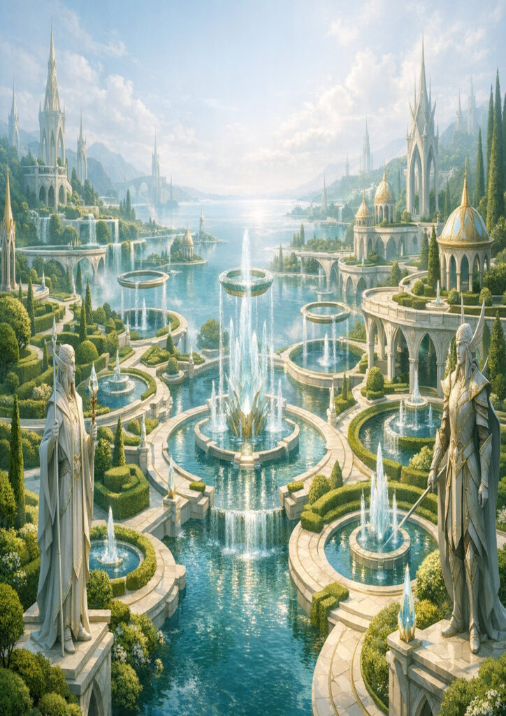 fantasy landscape artwork with mysterious scenery