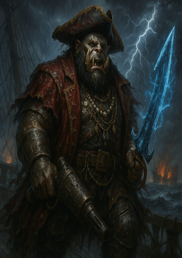 Cinematic warhammer inspired ogres illustration