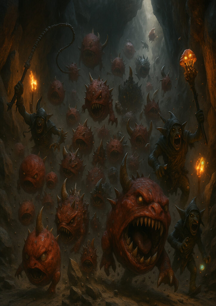 Chaotic orks and goblins warhammer inspired artwork