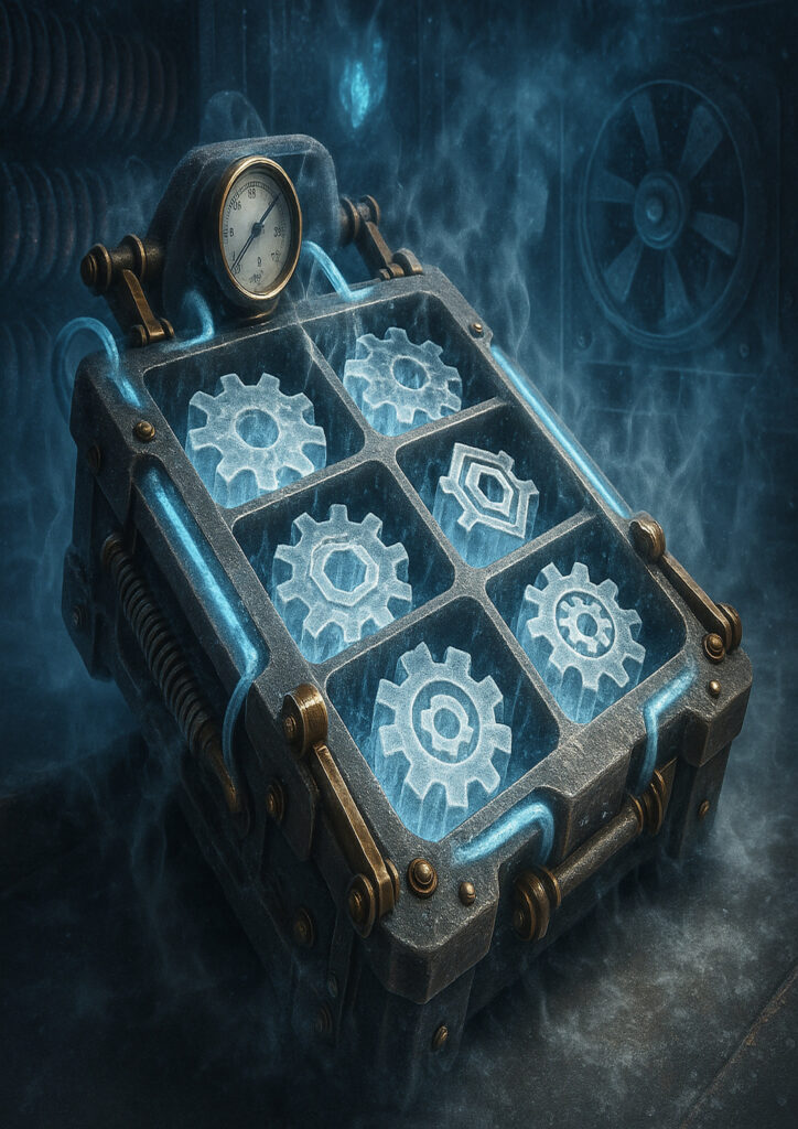 Steampunk everyday item artwork portraying a functional object enhanced with gears and steam-powered elements.
