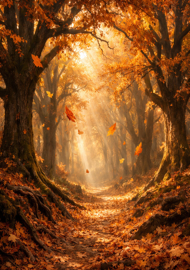 forest landscape artwork with dense trees and atmosphere