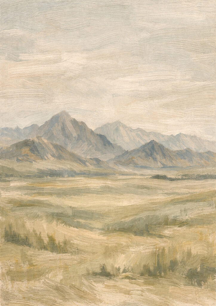 mountain landscape illustration with epic scale