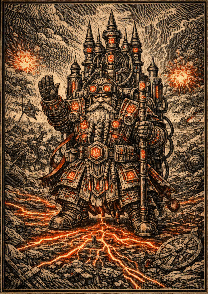 Heavily armored dwarfs warhammer inspired art