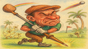 Humorous caricature illustration inspired by everyday life and human behavior