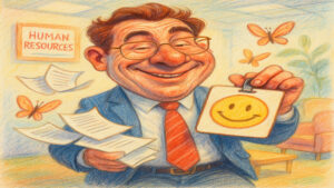 Humorous caricature illustration inspired by everyday life and human behavior