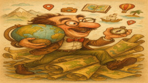 Humorous caricature illustration inspired by everyday life and human behavior