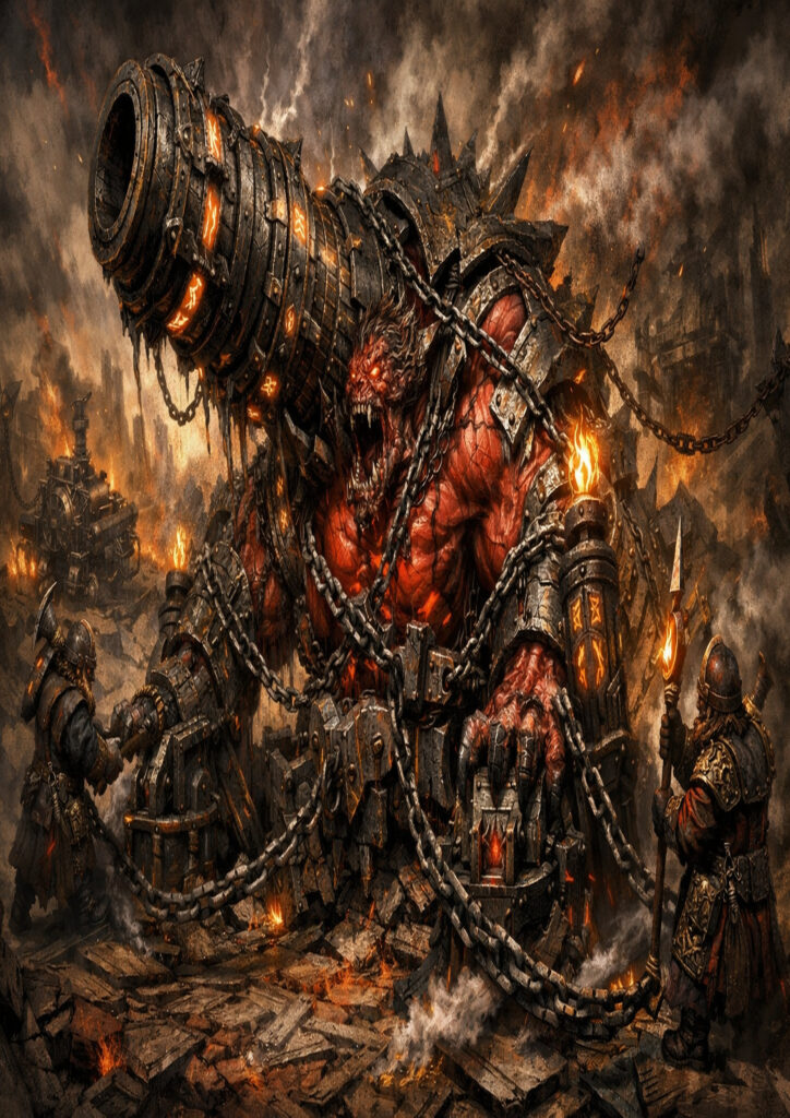 Chaos dwarfs warriors inspired by warhammer aesthetic