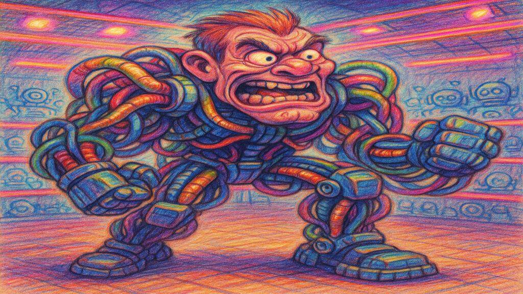 Stylized caricature illustration with light humor and expressive drawing style