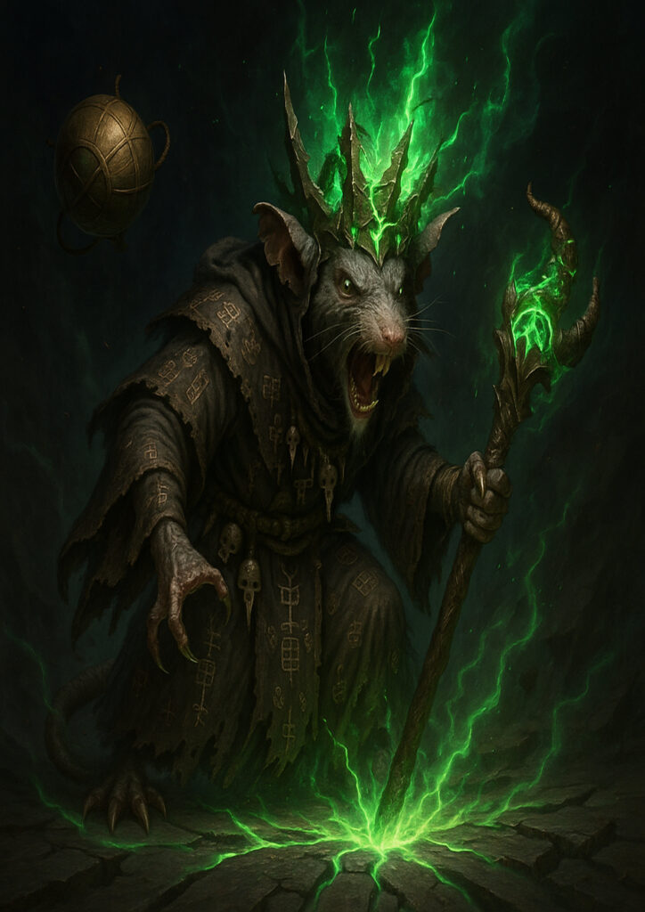 Cinematic warhammer inspired skaven illustration