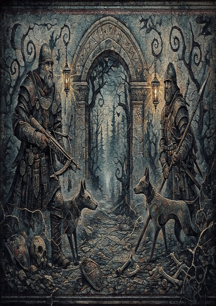 Historic medieval fresco illustration, aged pigments on plaster wall, classic church mural style artwork