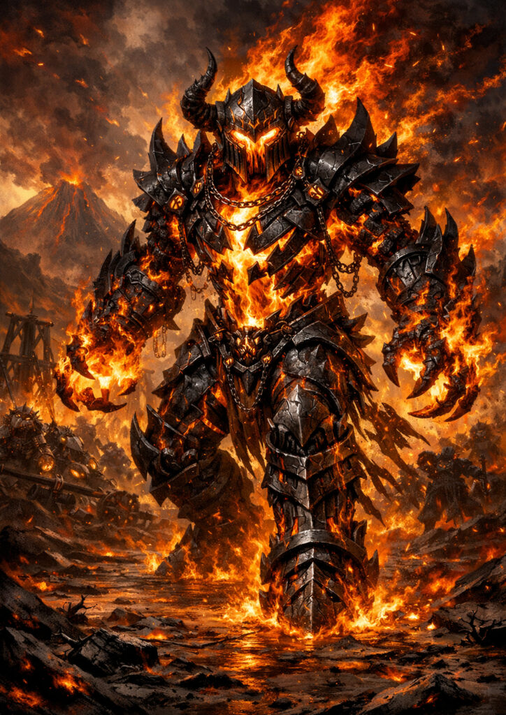 Chaos dwarfs warriors inspired by warhammer aesthetic