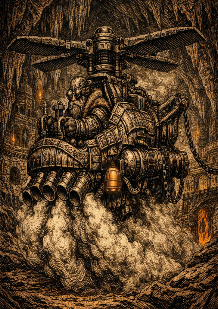 Cinematic warhammer inspired dwarfs illustration