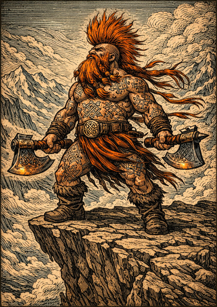 Cinematic warhammer inspired dwarfs illustration