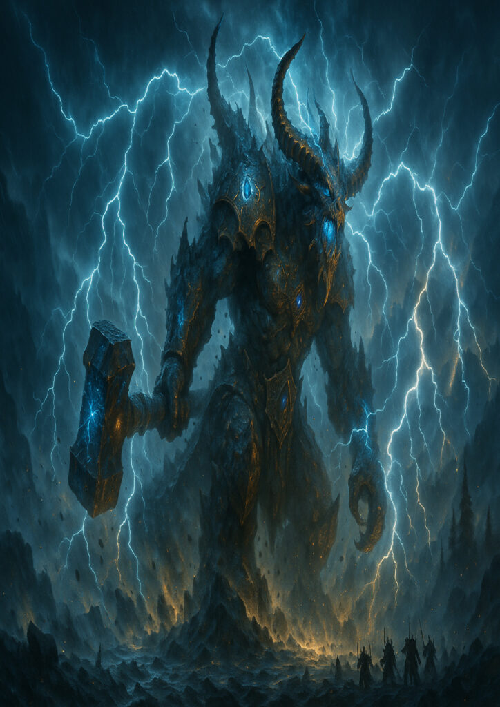 Warhammer inspired chaos warriors dark fantasy style