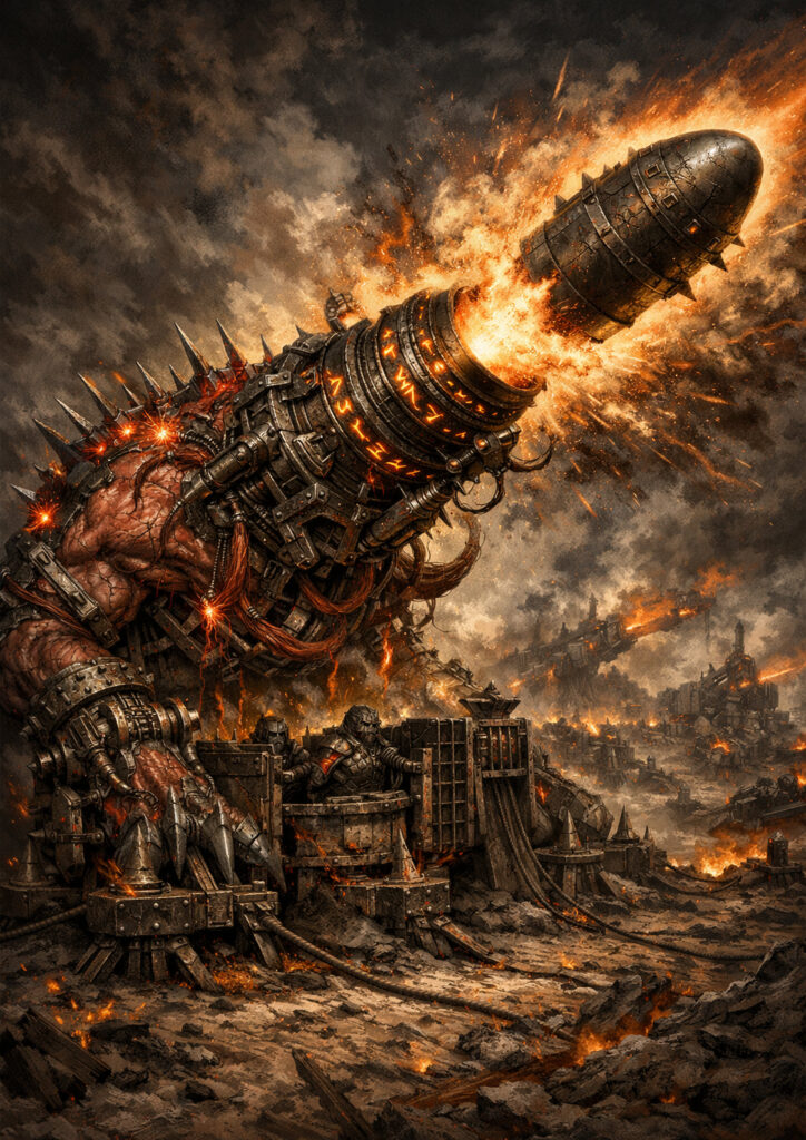 Warhammer inspired chaos dwarfs dark fantasy style