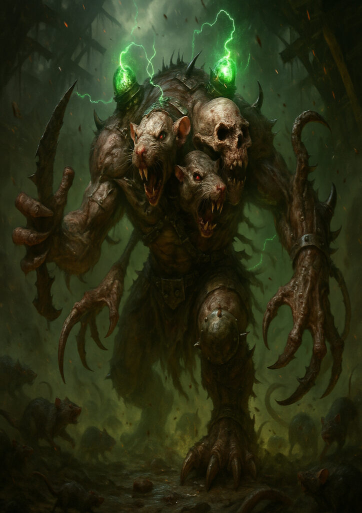 Cinematic warhammer inspired skaven illustration