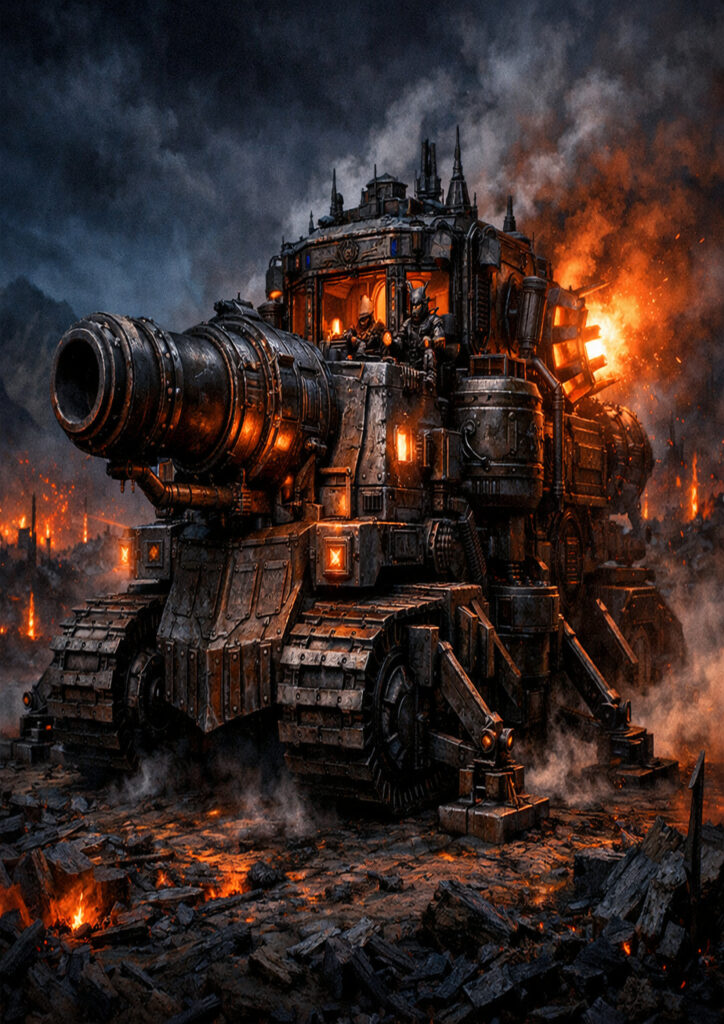 Warhammer inspired chaos dwarfs dark fantasy style