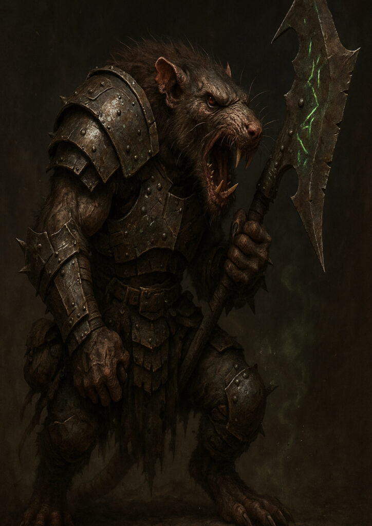 Dark fantasy skaven with warhammer influence