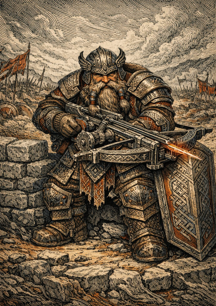 Fantasy dwarfs warriors with warhammer influence