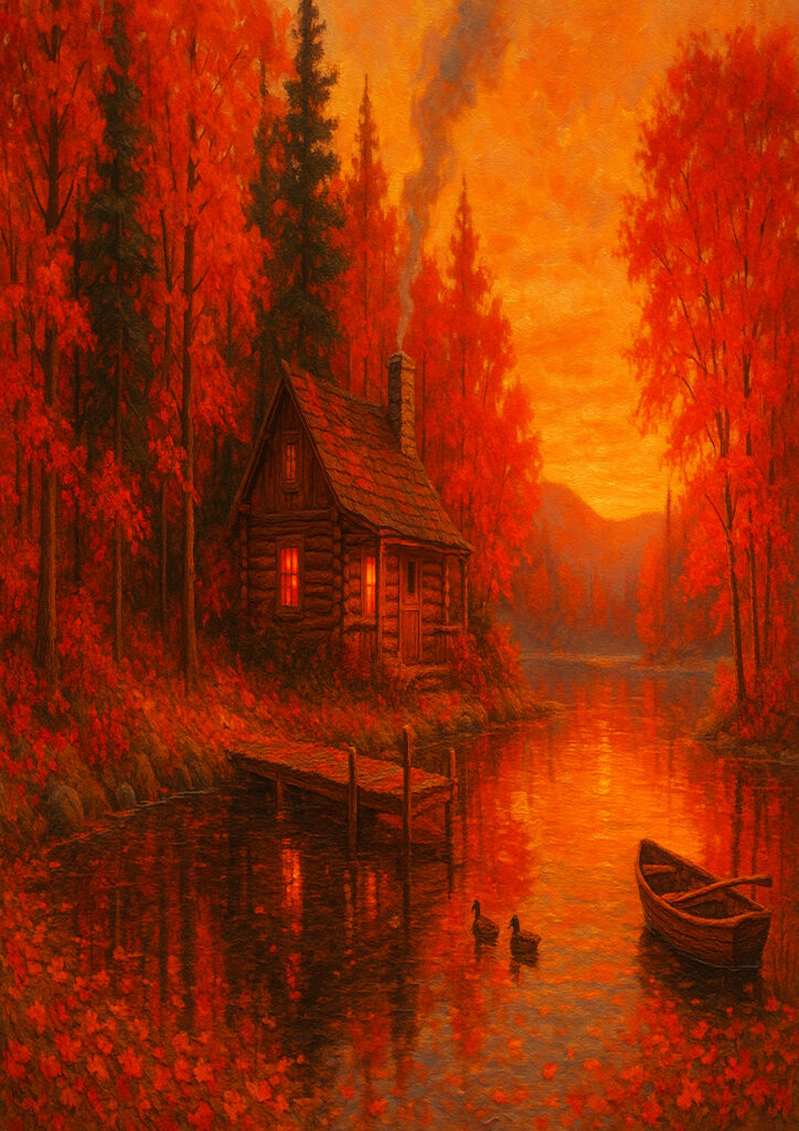 autumn countryside landscape artwork showing rural fields