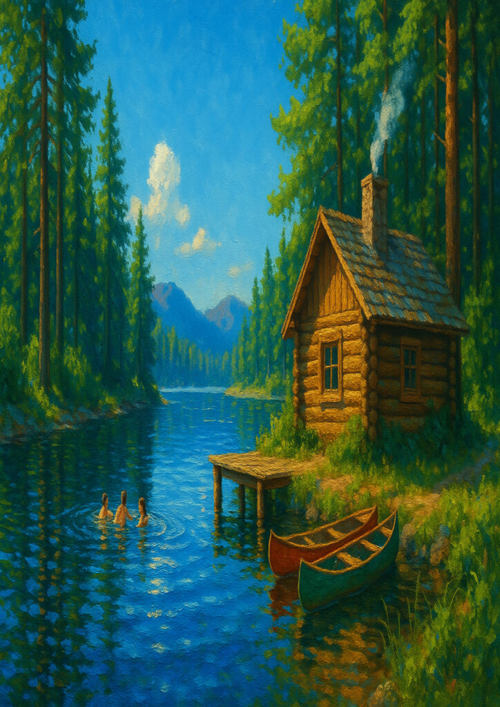 summer countryside landscape artwork showing rural scenery