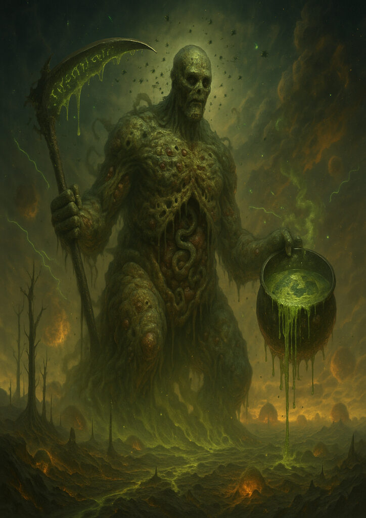 Cinematic warhammer inspired daemons of chaos illustration