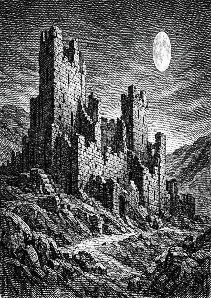 ruins landscape sketch showing ancient remains