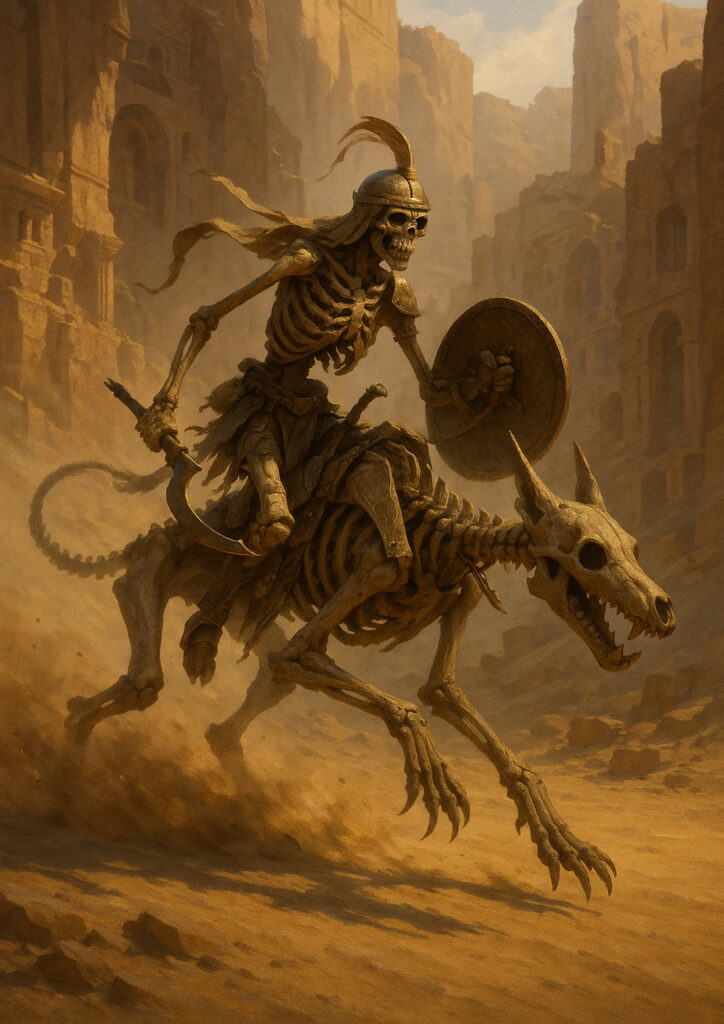 Epic warhammer inspired tomb kings desert battlefield