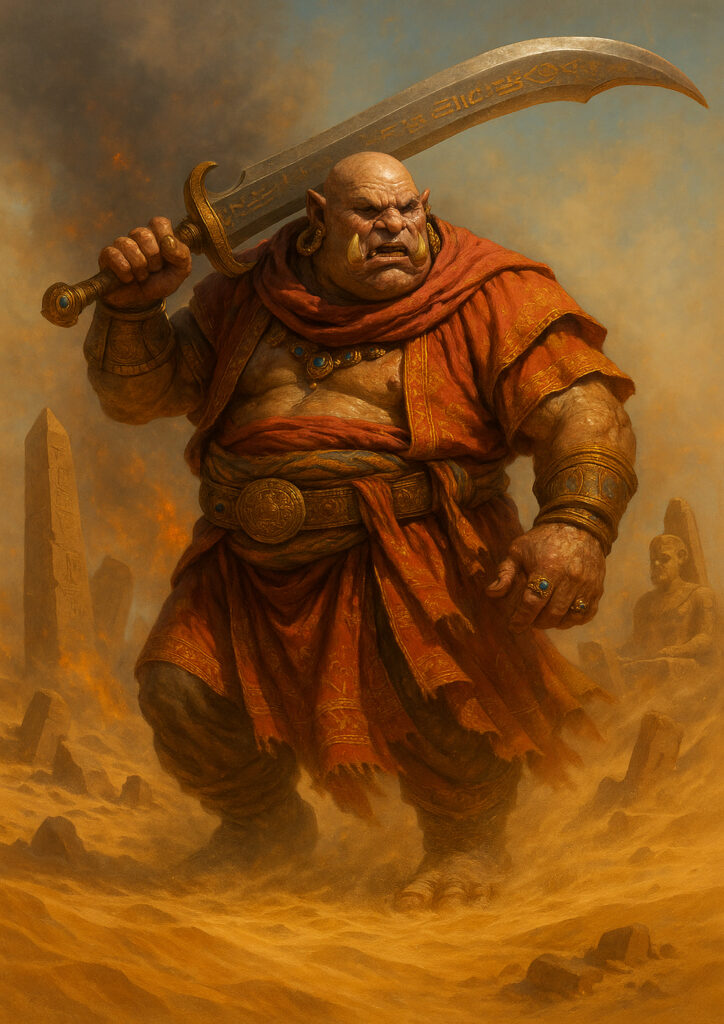 Cinematic warhammer inspired ogres illustration
