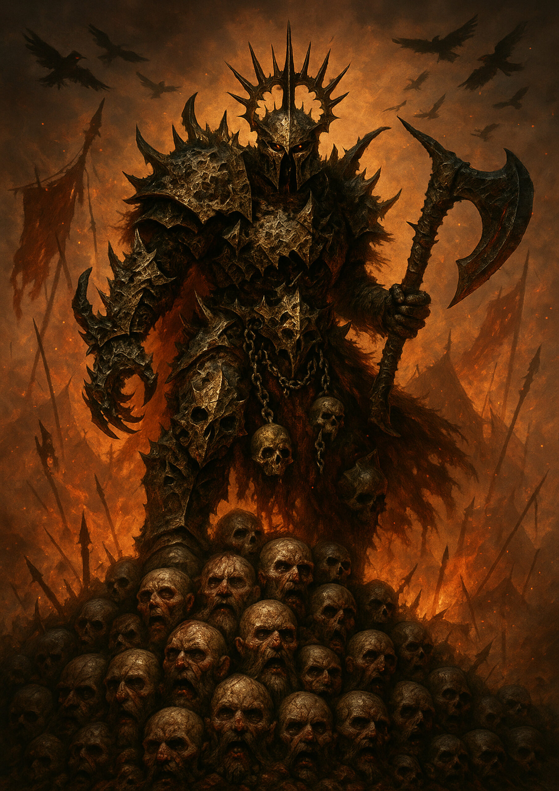 Chaos warriors in heavy armor warhammer inspired art
