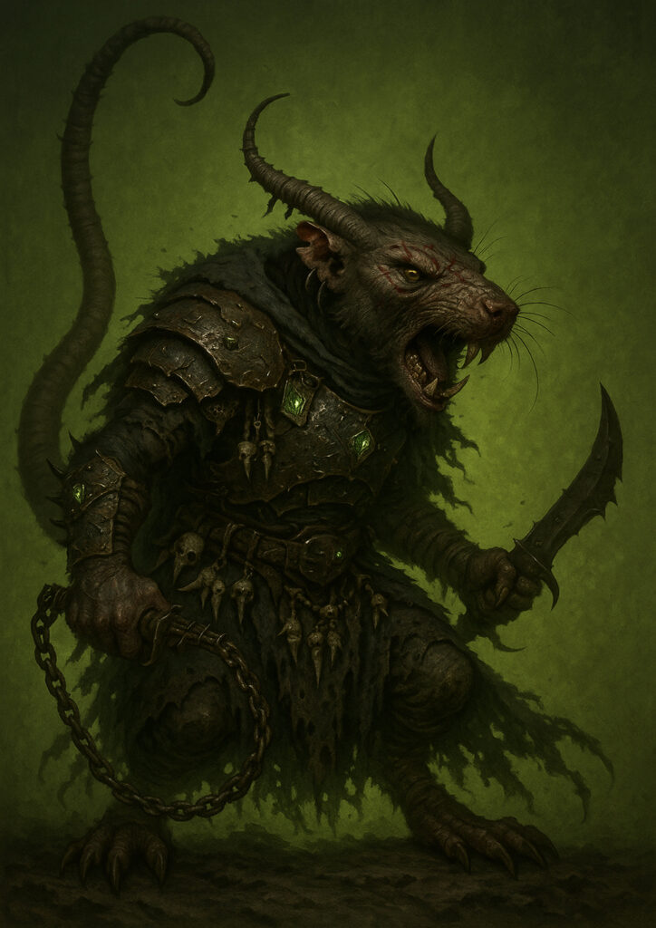Dark fantasy skaven with warhammer influence