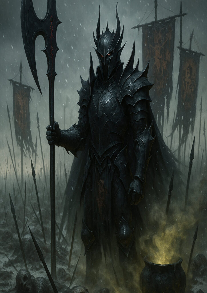 Dark fantasy dark elf character with warhammer influence