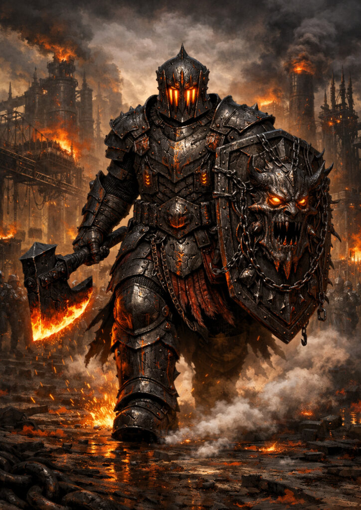 Warhammer inspired chaos dwarfs industrial fantasy art