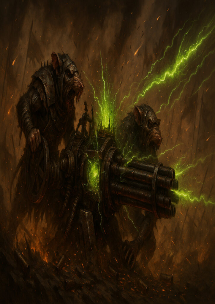 Epic warhammer inspired skaven battlefield scene