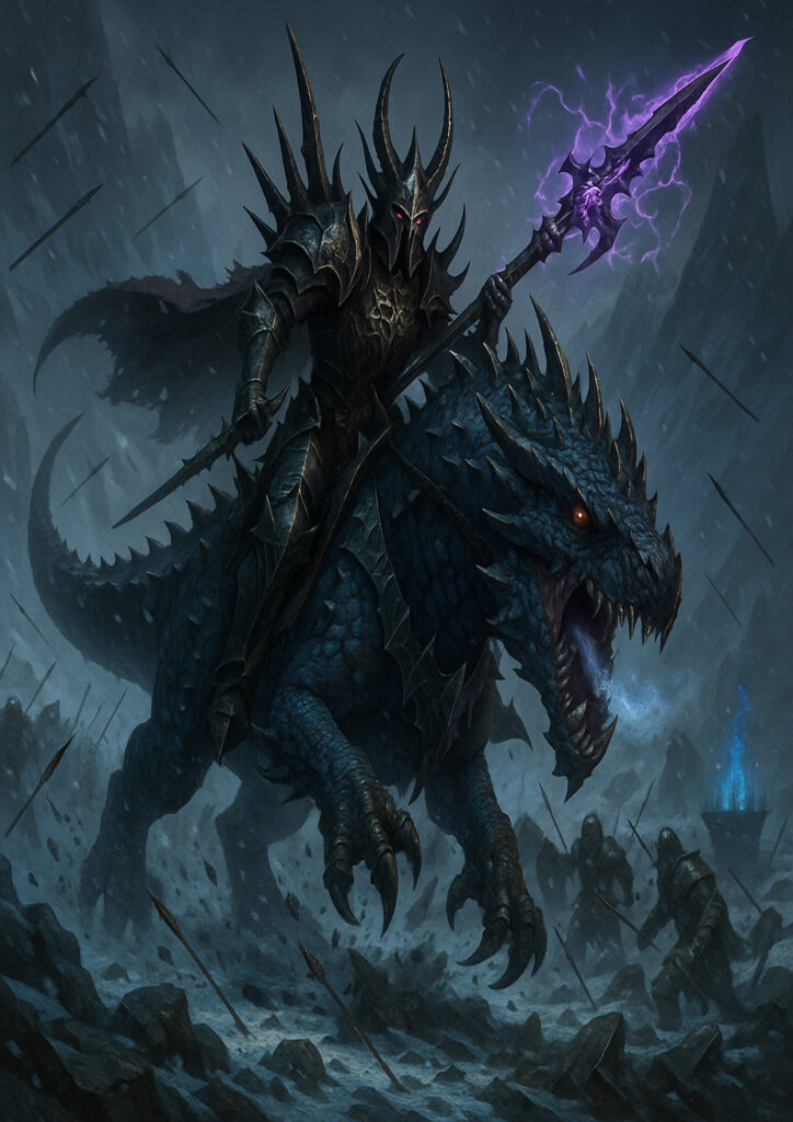 Dark fantasy dark elf character with warhammer influence