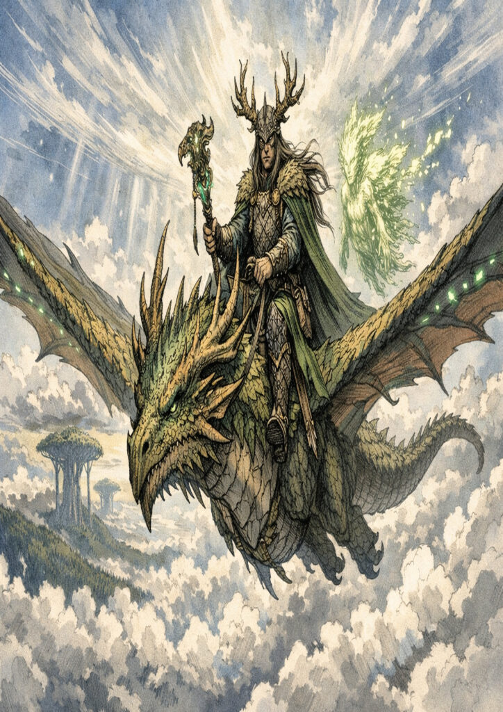 Epic warhammer inspired wood elves battlefield scene