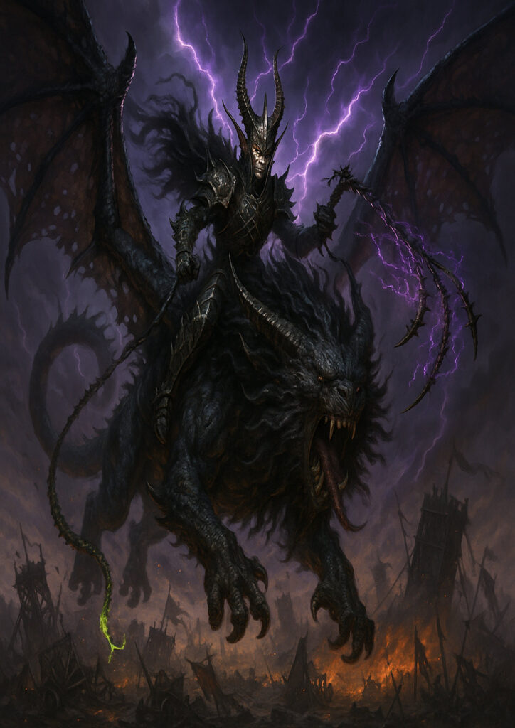 Dark fantasy dark elf character with warhammer influence