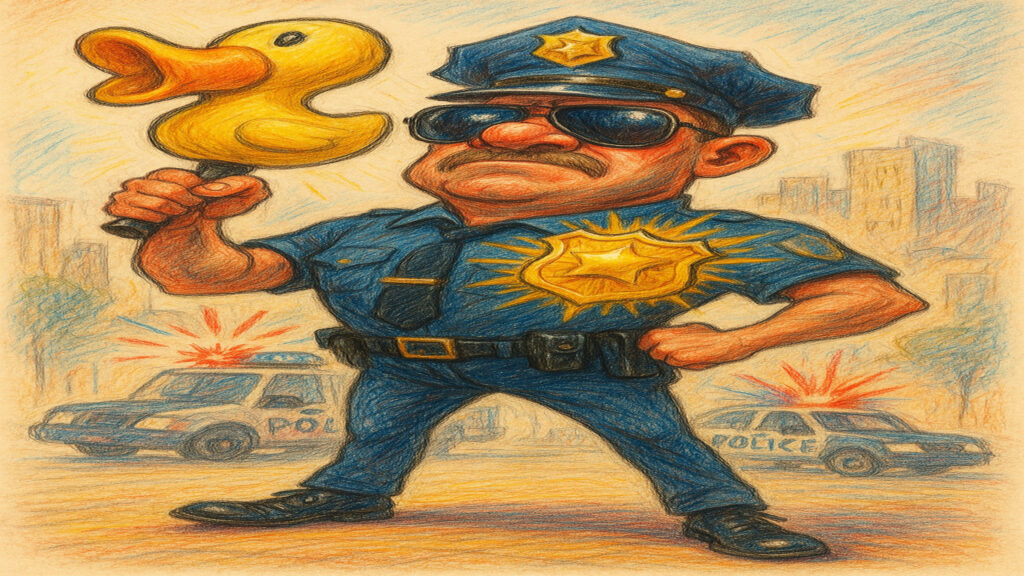 Stylized caricature illustration with light humor and expressive drawing style