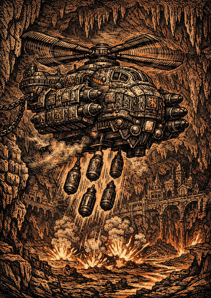 Epic warhammer inspired dwarfs battlefield scene