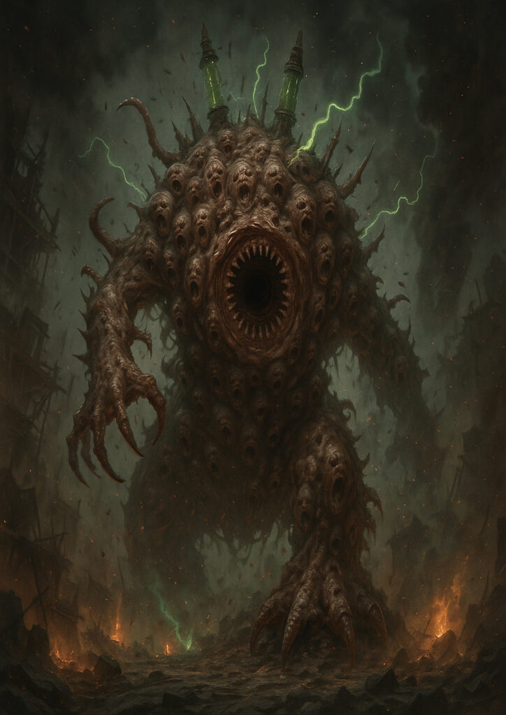 Epic warhammer inspired skaven battlefield scene