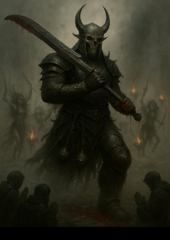 Epic warhammer inspired dark elves battlefield scene